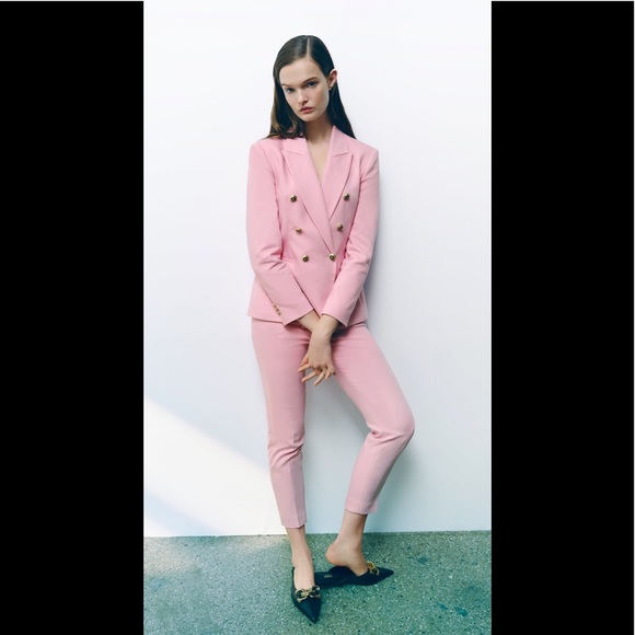NWT Zara Tailored Pink Double breasted Blazer - Picture 2 of 10